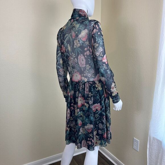 Rebecca Taylor La Vie Women's Size L Faded Garden Mesh Foral Mini Pullover Dress - Picture 13 of 15
